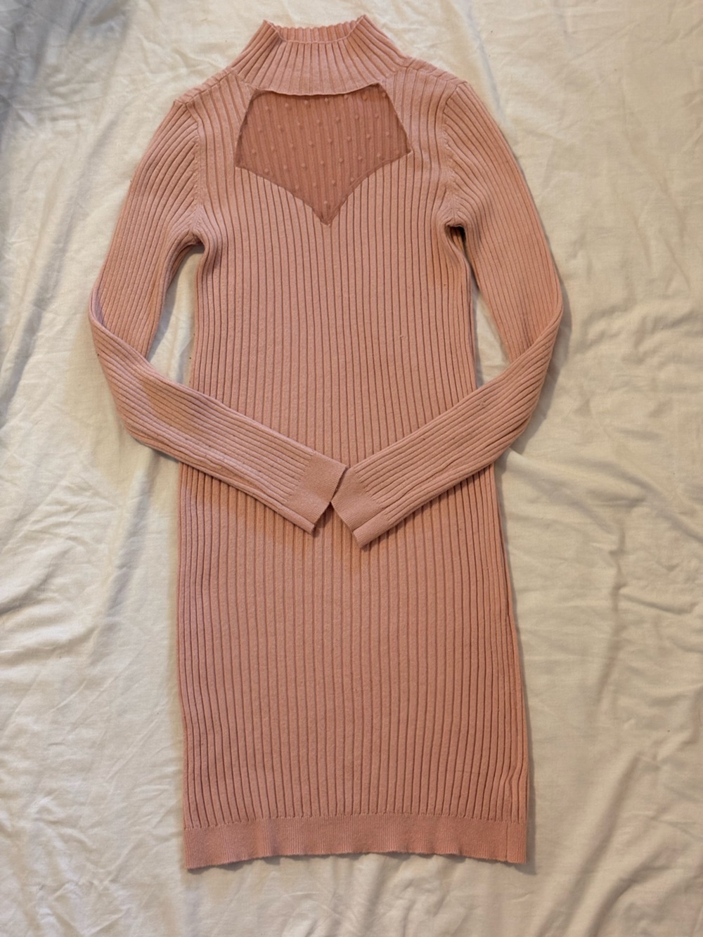 Society Dusty Rose Ribbed Turtleneck Sweater Dress